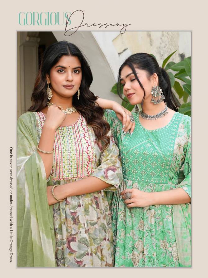 Devika Vol 5 By Kashida Capsule Foil Printed Naira Cut Kurti With Bottom Dupatta Wholesale Online